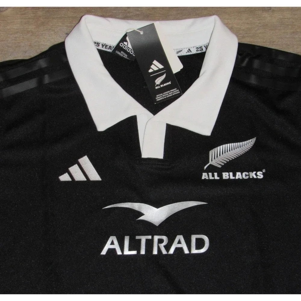 Adidas All Blacks New Zealand Black Rugby Jersey $95 size Men's Large New NWT